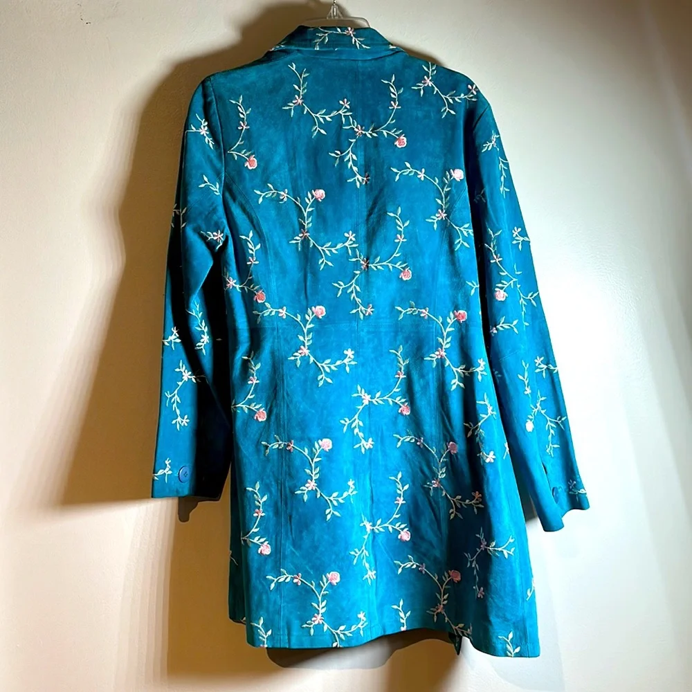 Suede embroidered duster 3/4 jacket - Picture 6 of 6